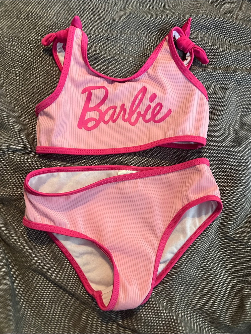 Barbie Pink Two-Tone Ribbed Bikini Set